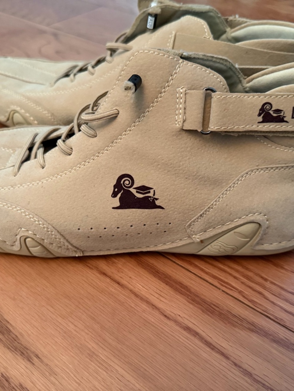 Rocawear Tan Suede High-Top Sneakers with Dark Brown Ram Logo
